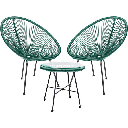 Set Patio in Polyrattan con 2Sedie Tavolino per Giardino Interno Esterno Moderno