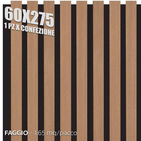 Pannelli Fonoassorbenti Decorativi effetto Legno per Pareti cm275x60 1,65mq/pacco