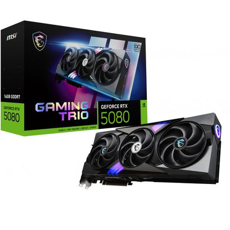 MSI VGA GEFORCE RTX 5080, RTX 5080 16G GAMING TRIO OC, 16GB GDDR7, HDMI/DP*3, ATX, DLSS 4