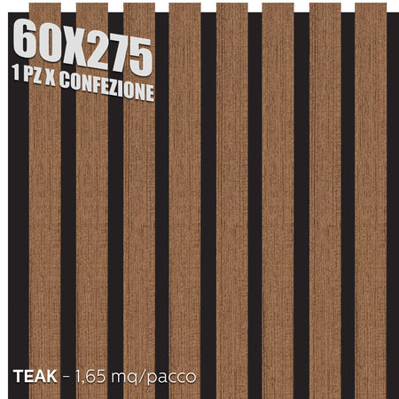 Pannelli Fonoassorbenti Decorativi effetto Legno per Pareti cm275x60 1,65mq/pacco