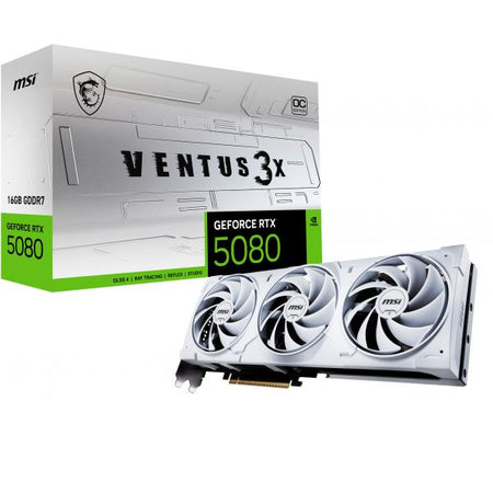 MSI VGA GEFORCE RTX 5080, RTX 5080 16G VENTUS 3X OC WHITE, 16GB GDDR7, HDMI1/DP3, ATX, TRIPLE FAN, O