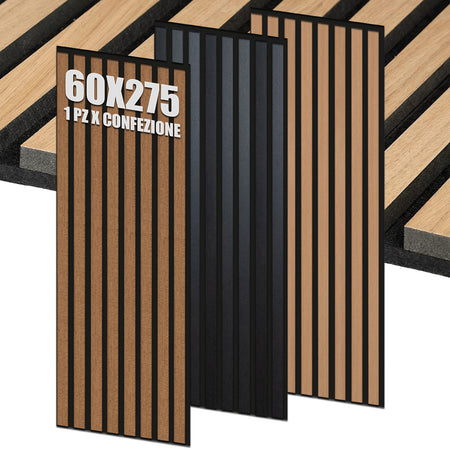 Pannelli Fonoassorbenti Decorativi effetto Legno per Pareti cm275x60 1,65mq/pacco