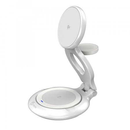 j5create JUPW3415-N Caricabatterie per dispositivi mobili Orologio intelligente, Cuffie, Smartphone Bianco USB Carica wireless Ricarica rapida Interno (QI2 3-IN-1 MAGNETIC FOLDABLE - WIRELESS CHARGIN