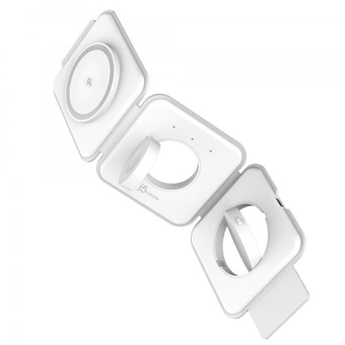 j5create JUPW3415 Cuffie, Smartphone, Orologio intelligente Bianco USB Carica wireless Ricarica rapida Interno (QI2 3-IN-1 MAGNETIC TRAVEL - WIRELESS CHARGING STATION)