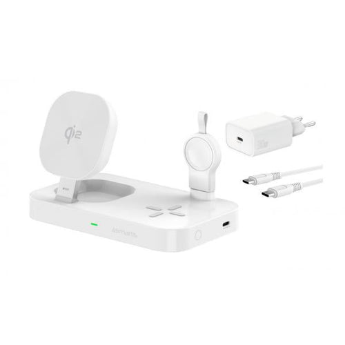 4smarts 541368 Caricabatterie per dispositivi mobili Cuffie, Smartphone, Orologio intelligente Bianco AC Carica wireless Ricarica rapida Interno (QI2 LADESTATION TRIDENT - WEI SAMSUNG)