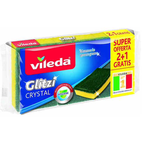 Vileda Glitzi Crystal Spugna da Cucina - Confezione da 3 Pezzi