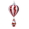 Pendente per albero di Natale in vetro Babbo Natale con mongolfiera da 15 cm