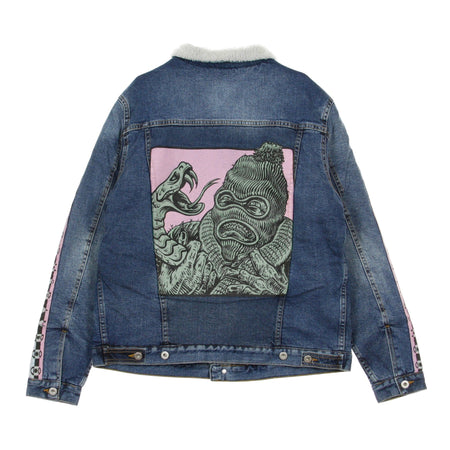 DOOMSDAY Giubbotto Jeans Uomo Necklace Denim Jacket Stone Wash da uomo