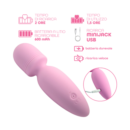 Wand Massager Vibratore Massaggiatore Ricaricabile con 10 Modalità di Vibrazione