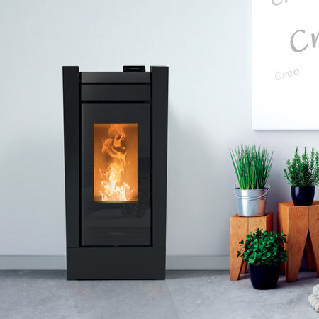 Thermorossi Termostufa a Pellet Creo Idra 14 13,7 kW Nero Opaco