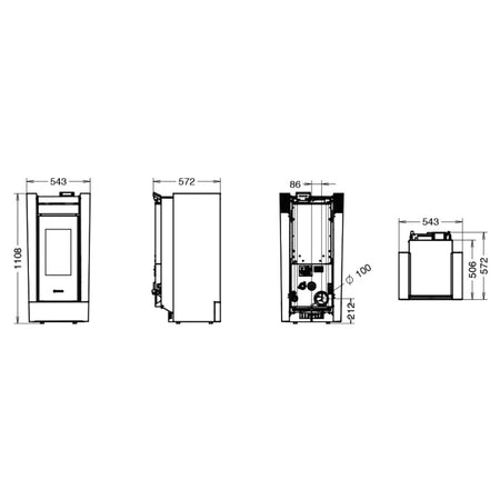 Thermorossi Termostufa a Pellet Creo Idra 14 13,7 kW Nero Opaco