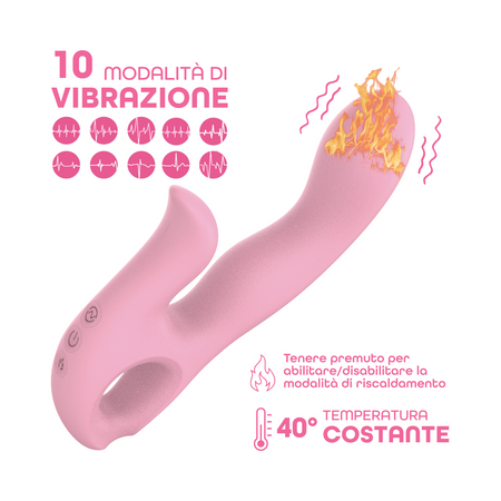 Vibratore Rabbit Riscaldante Doppia Stimolazione Clitoride e Punto G 10 Modalità