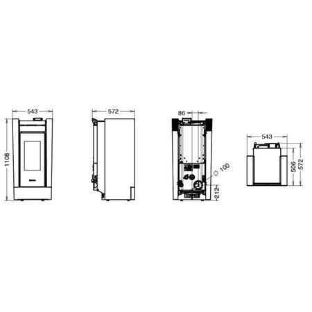 Thermorossi Termostufa a Pellet Creo Idra 21 21,2 kW Nero Opaco