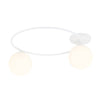 Plafoniera Minimal 2 Luci Sopra In Acciaio Bianco E Sfere In Vetro Bianco