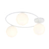 Plafoniera Minimal 3 Luci Sopra In Acciaio Bianco E Sfere In Vetro Bianco