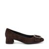 Frau décolleté in suede marrone con fibbia 92A3