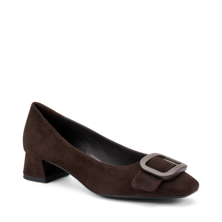 Frau décolleté in suede marrone con fibbia 92A3