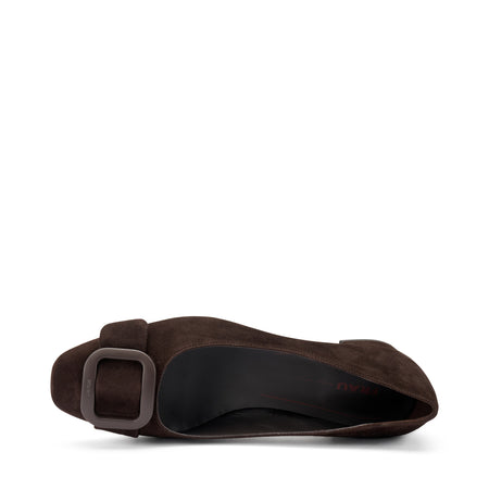 Frau décolleté in suede marrone con fibbia 92A3