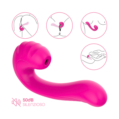 Vibratore Multifunzione Vibra e Succhia Doppia Stimolazione Punto G e Clitoride
