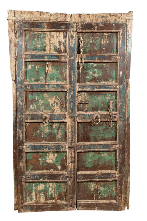 Biscottini Porta portone in legno massello e ferro da interno o da esterno vecchia e antica medievale