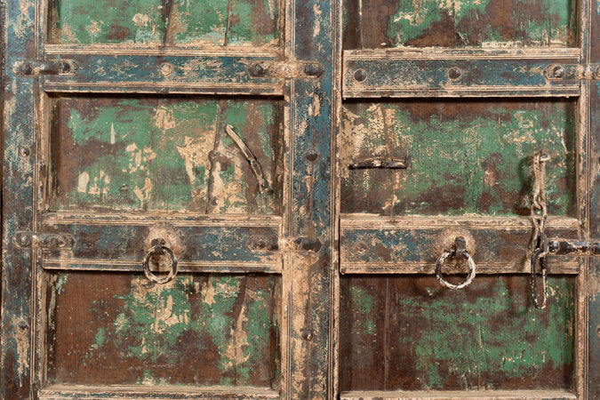 Biscottini Porta portone in legno massello e ferro da interno o da esterno vecchia e antica medievale