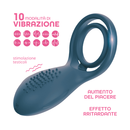 Anello Vibrante per Pene in Silicone con 10 Modalità Ricaricabile Silenzioso