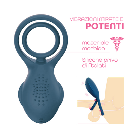Anello Vibrante per Pene in Silicone con 10 Modalità Ricaricabile Silenzioso
