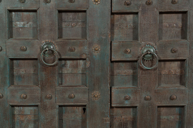Biscottini Porta portone in legno massello e ferro da interno o da esterno vecchia e antica medievale