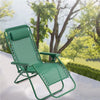 Sedia Sdraio Cordonata Gravità Zero Reclinabile Pieghevole Poggiatesta Verde