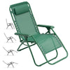 Sedia Sdraio Cordonata Gravità Zero Reclinabile Pieghevole Poggiatesta Verde