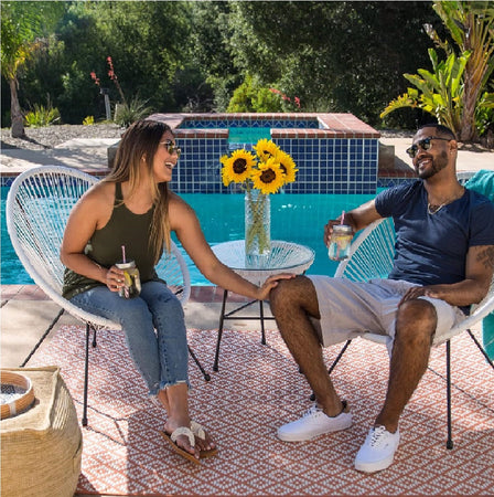 Set Patio in Polyrattan con 2Sedie Tavolino per Giardino Interno Esterno Moderno