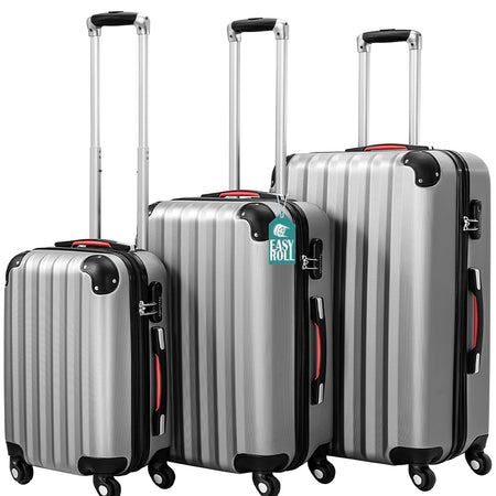 Set 3 Valigie Rigide Ruote Easy roll, Bagaglio mano e viaggio, Trolley Resistente