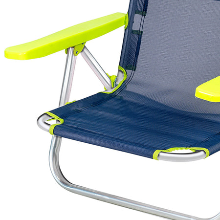 Sdraio Spiaggina Pieghevole in Alluminio Schienale Reclinabile Tessuto Textilene