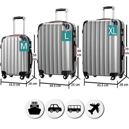 Set 3 Valigie Rigide Ruote Easy roll, Bagaglio mano e viaggio, Trolley Resistente
