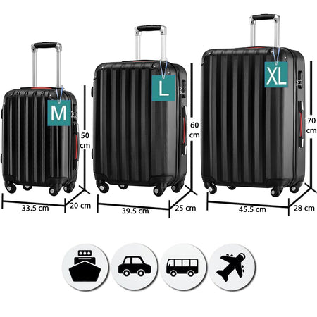 Set 3 Valigie Rigide Ruote Easy roll, Bagaglio mano e viaggio, Trolley Resistente