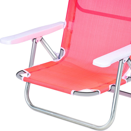 Sdraio Spiaggina Pieghevole in Alluminio Schienale Reclinabile Tessuto Textilene