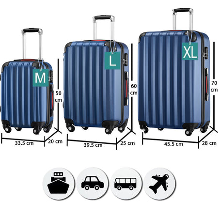 Set 3 Valigie Rigide Ruote Easy roll, Bagaglio mano e viaggio, Trolley Resistente