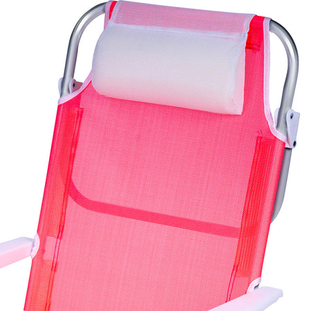 Sdraio Spiaggina Pieghevole in Alluminio Schienale Reclinabile Tessuto Textilene