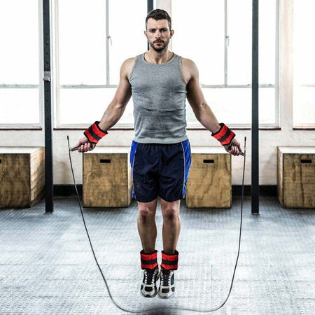 Kit 4 Pesi Allenamento Fitness 2KG+1KG Regolabili per Polsi e Caviglie Nero Rosso