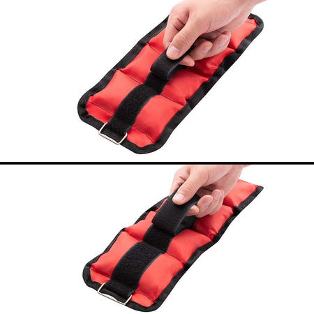 Kit 4 Pesi Allenamento Fitness 2KG+1KG Regolabili per Polsi e Caviglie Nero Rosso