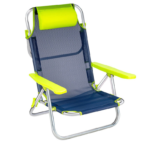 Sdraio Spiaggina Pieghevole in Alluminio Schienale Reclinabile Tessuto Textilene