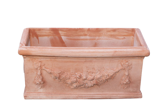 Biscottini Cassetta fioriera in Terracotta festonato 100% Made in Italy interamente Lavorata a Mano