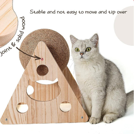 Tiragraffi Palla Girevole per Gatti, Sfera con Supporto e Sisal Naturale, 25x19cm