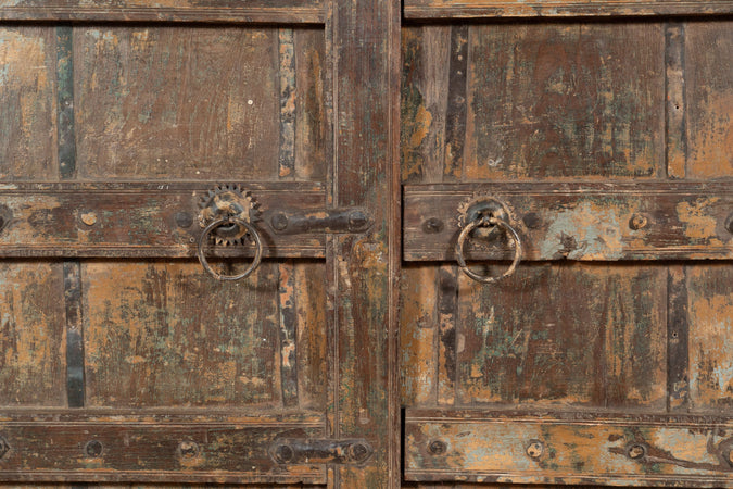 Biscottini Porta portone in legno massello e ferro da interno o da esterno vecchia e antica medievale