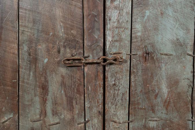 Biscottini Porta portone in legno massello e ferro da interno o da esterno vecchia e antica medievale