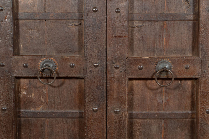 Biscottini Porta portone in legno massello e ferro da interno o da esterno vecchia e antica medievale