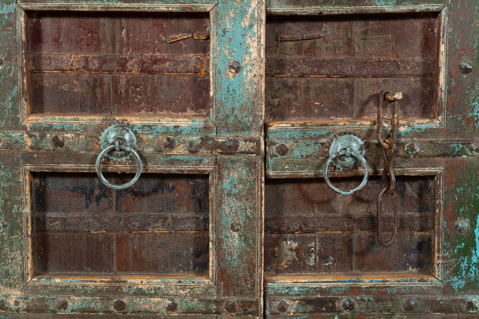 Biscottini Porta portone in legno massello e ferro da interno o da esterno vecchia e antica medievale