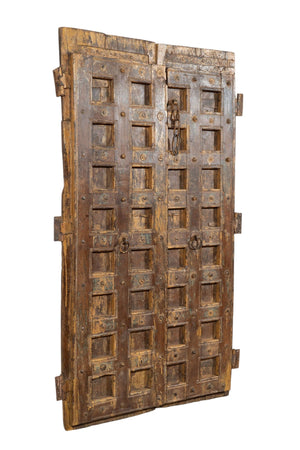 Biscottini Porta portone in legno massello e ferro da interno o da esterno vecchia e antica medievale