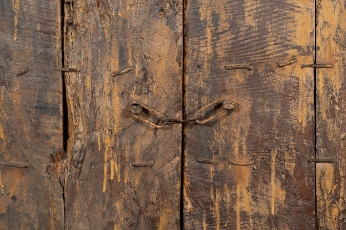 Biscottini Porta portone in legno massello e ferro da interno o da esterno vecchia e antica medievale