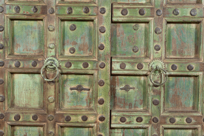 Biscottini Porta portone in legno massello e ferro da interno o da esterno vecchia e antica medievale